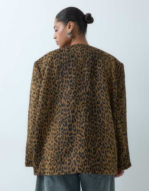 ASOS DESIGN Curve kort formell kraglös jacka i ponnyimitation, 5 av 5