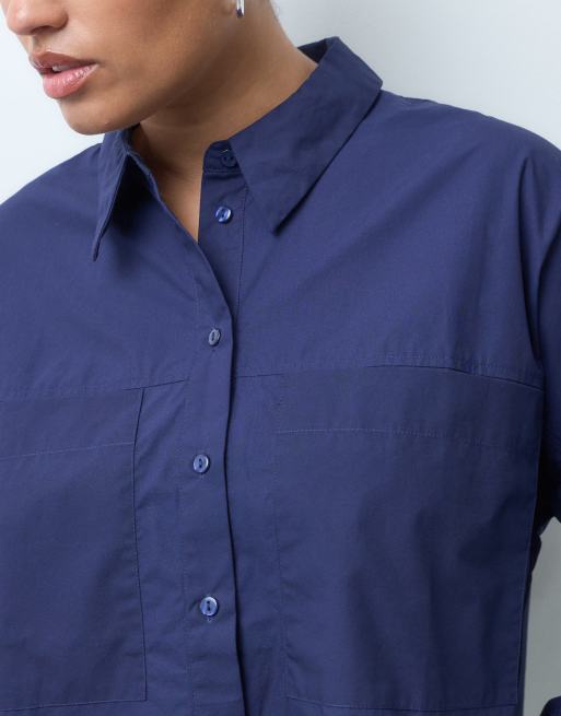 ASOS DESIGN Curve kort skjorta i marinblått, 2 av 4