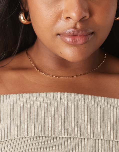 ASOS DESIGN Curve - Korte gedraaide ketting met geschakelde oogjes in goudkleur - view 1