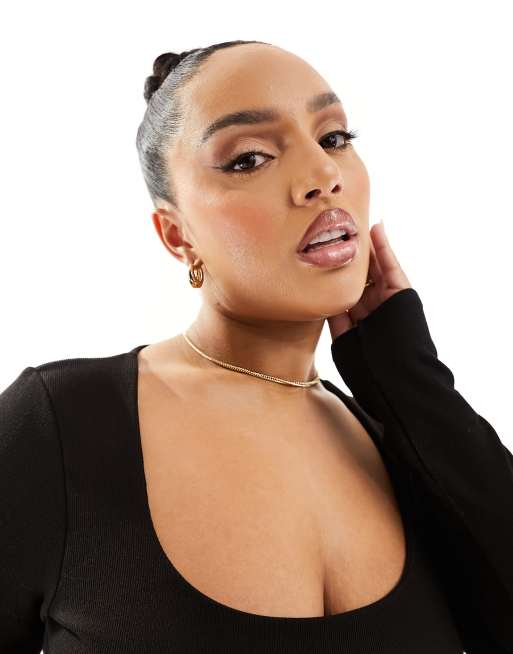 ASOS DESIGN Curve - Korte ketting met fijne grove schakelketting in goudkleur