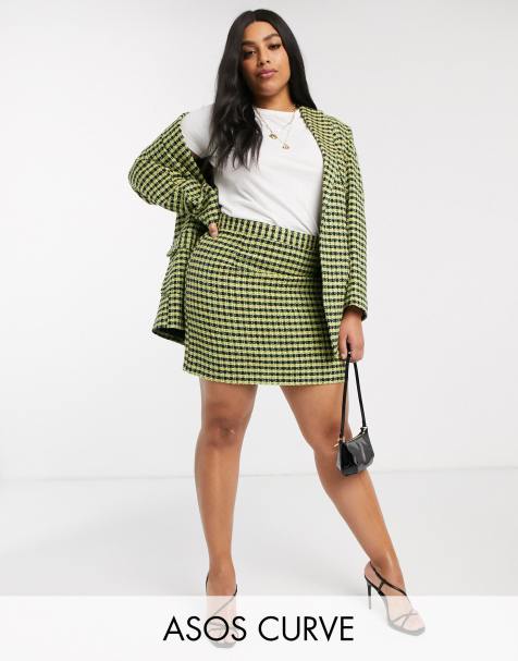 ASOS DESIGN Curve – Kostümrock aus Bouclé in Neonfarben