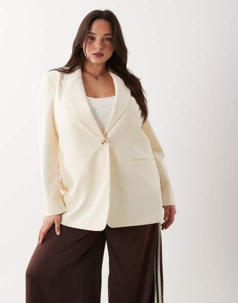 ASOS DESIGN Curve – Kremowa elegancka marynarka o luźnym kroju - view 1