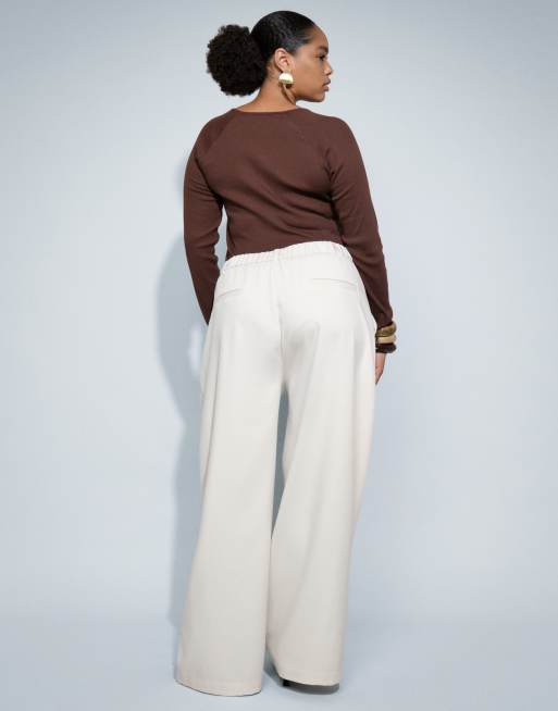 ASOS DESIGN Curve – Kremowe eleganckie spodnie barrel w stylu utility, 5 z 7