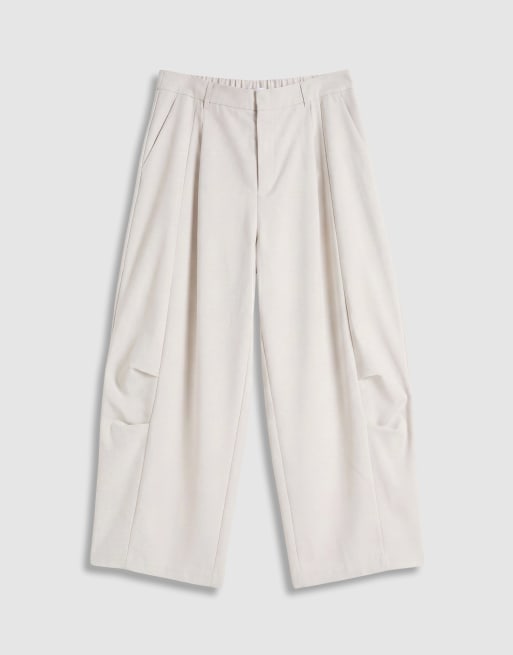 ASOS DESIGN Curve – Kremowe eleganckie spodnie barrel w stylu utility, 6 z 7