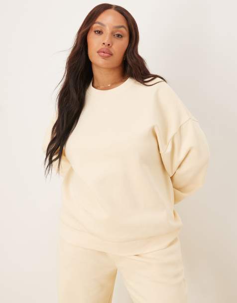 ASOS DESIGN Curve – Kremowożółta bluza oversize z przyjemnym wykończeniem od spodu - view 1