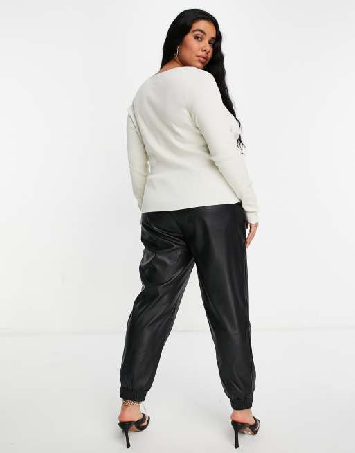 ASOS DESIGN Curve – Kremowy sweter z marszczeniem, 2 z 4