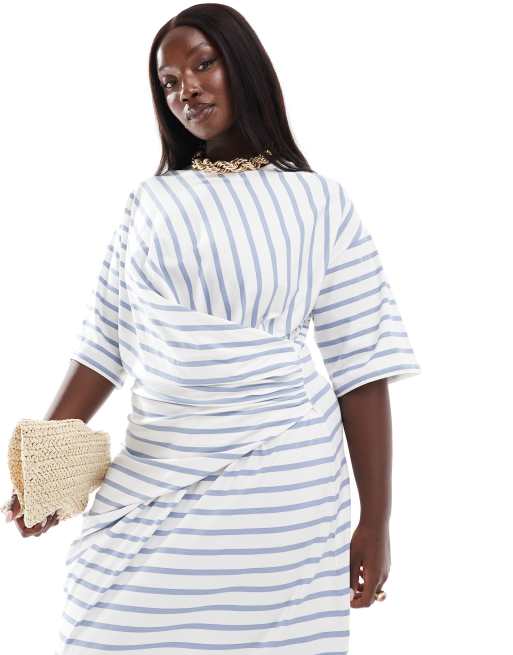 Asos blue and white striped dress online