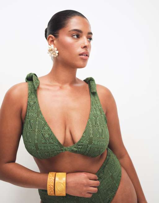 ASOS DESIGN Curve - Kyle - Bikini in olijfgroen, 3 van 3