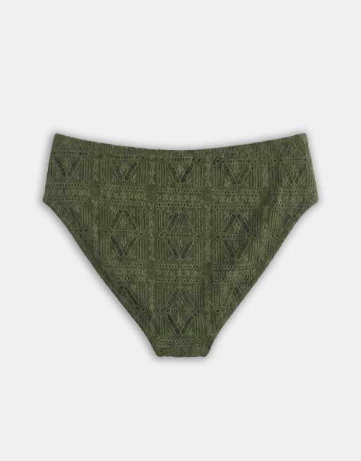 ASOS DESIGN Curve - Kyle - Olivengrønne højtaljede bikinitrusser med høj benskæring, 6 af 8