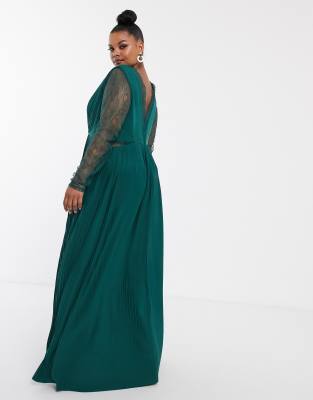 pleated long sleeve maxi dress