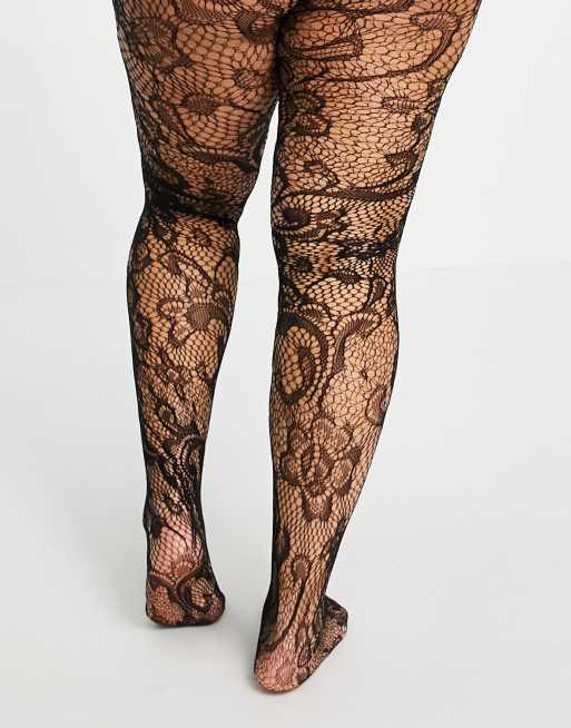 ASOS DESIGN Curve lace floral tights