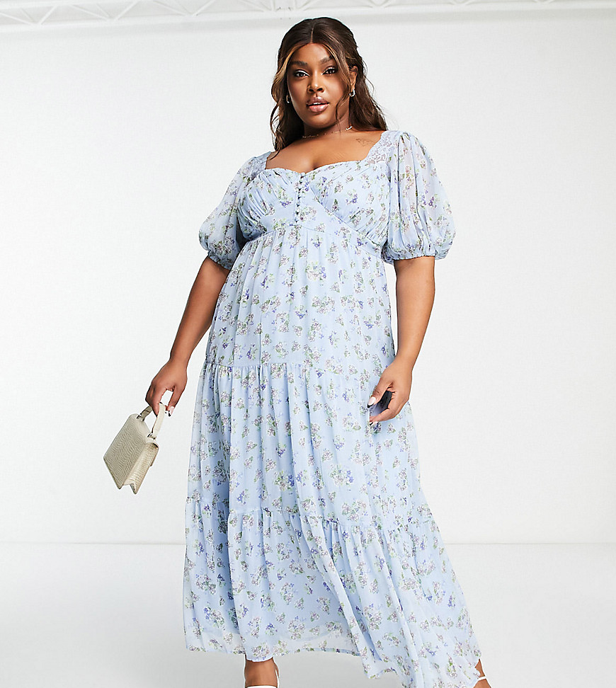 Plus-size dress by ASOS Curve A round of applause for the dress Sweetheart neck Puff sleeves Tie and zip-back fastenings Regular fit