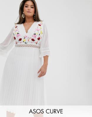 white embroidered dress plus size