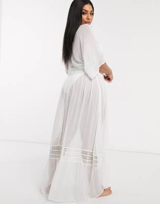 white maxi beach kimono