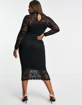 midi dress black lace