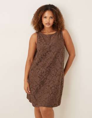 Asos Curve Asos Design Curve Lace Mini Shift Dress In Brown