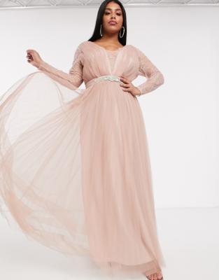 tulle maxi dress with sleeves