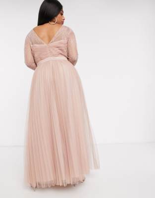 asos design tulle maxi dress with embellished waist