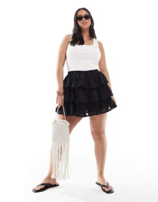 Asos Curve Asos Design Curve Lace Trim Rara Mini Skirt