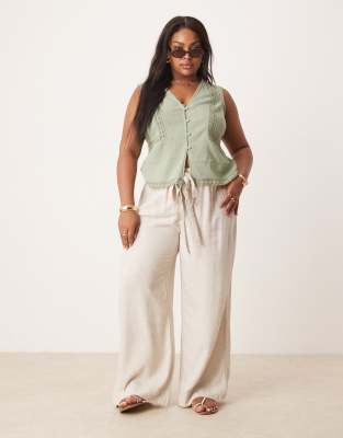 Asos Curve Asos Design Curve Lace Trim Vest In Green