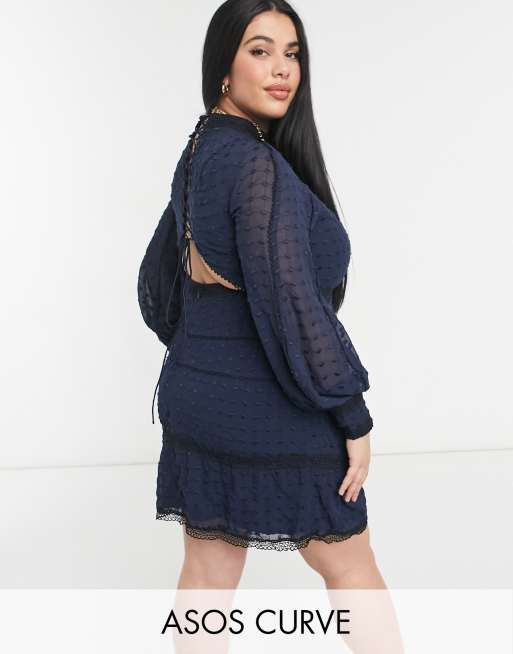 Asos curve navy outlet dress