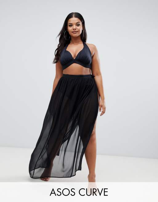 ASOS DESIGN Curve – Lång strandsarong i chiffong