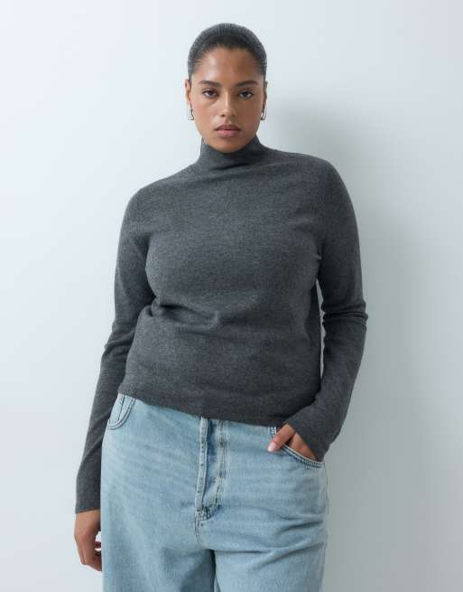 ASOS DESIGN Curve långärmad finstickad polotröja, 3 av 5