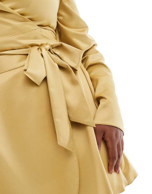 Asos gold wrap dress clearance