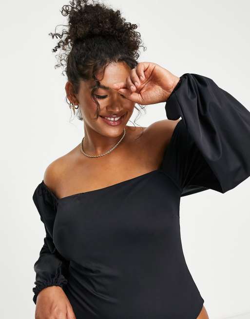 ASOS DESIGN Curve - Langærmet badedragt i sort, 3 af 4