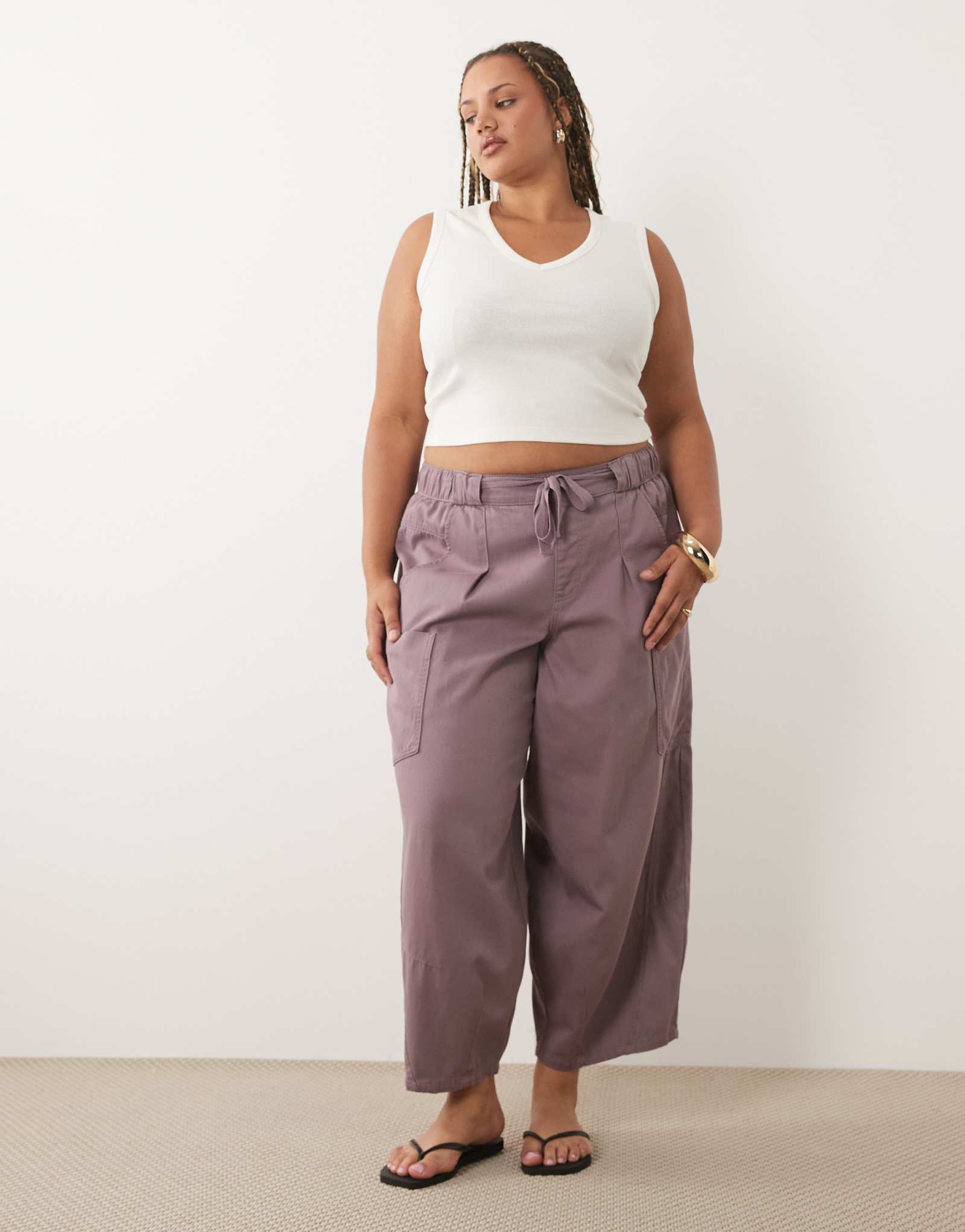 Женские утилитарные брюки ASOS Curve, пыльно-лиловые