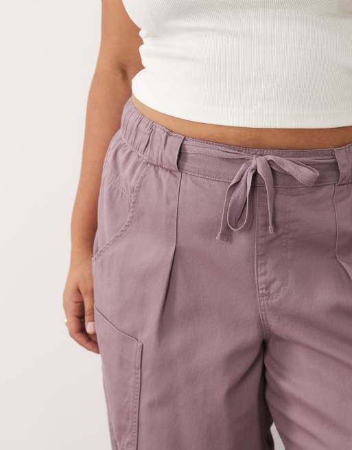 ASOS DESIGN Curve laundered volume utility pants in washed lilac, 3 of 5