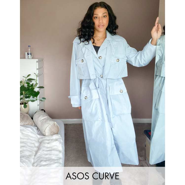 Baby blue duster top coat