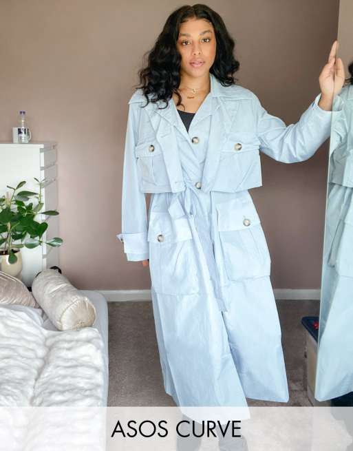 Baby blue trench sales coat womens