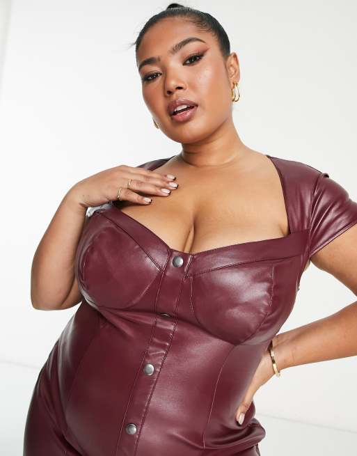 Plus size hot sale leather corset dress