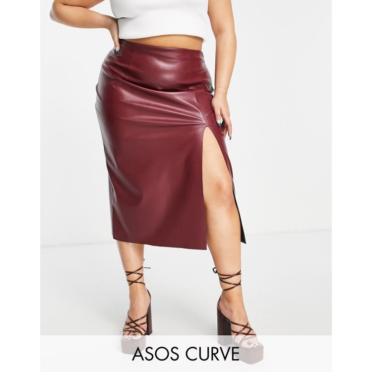 Leather midi cheap skirt asos