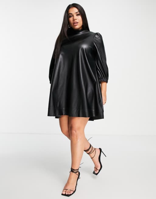 Faux leather shop swing dress