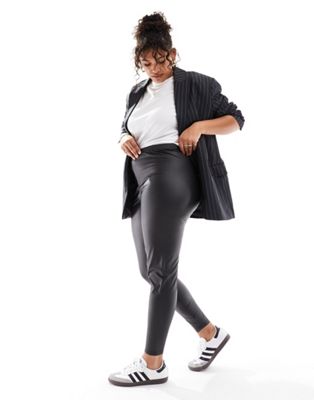 ASOS DESIGN Curve leather look leggings in black - ASOS Price Checker