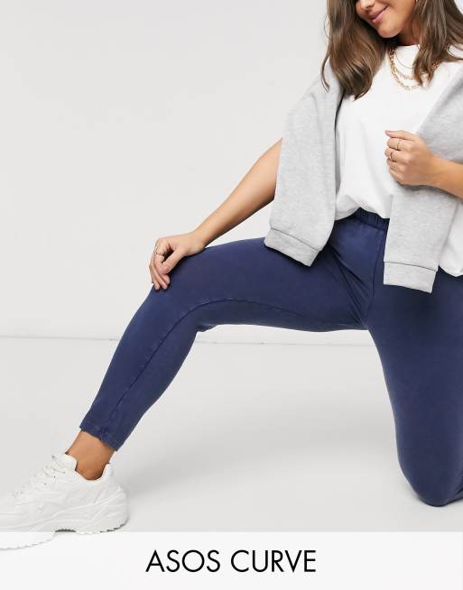 Blue High Rise Leggings - Slate Blue