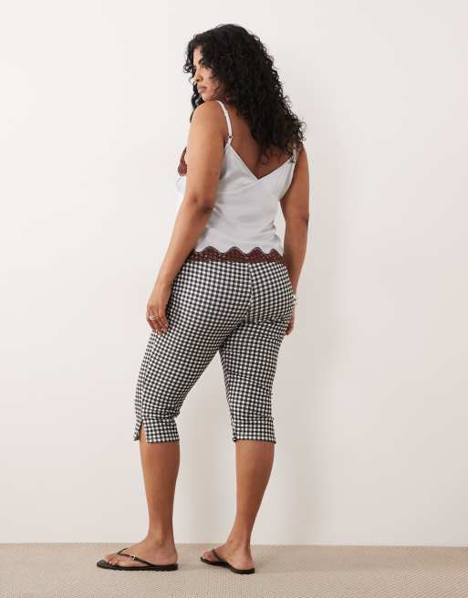 ASOS DESIGN Curve leggings capri in jersey a quadretti monocromatici, 5 di 5