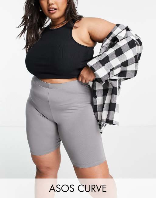 ASOS DESIGN Curve - Leggings corti color acciaio