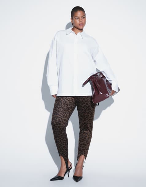 ASOS DESIGN Curve - Leggings de sastre de estilo fuseau con estampado de leopardo - view 1