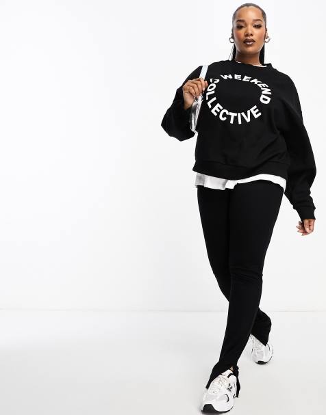 ASOS DESIGN Curve – Leggings in Schwarz mit seitlichem Schlitz - view 1