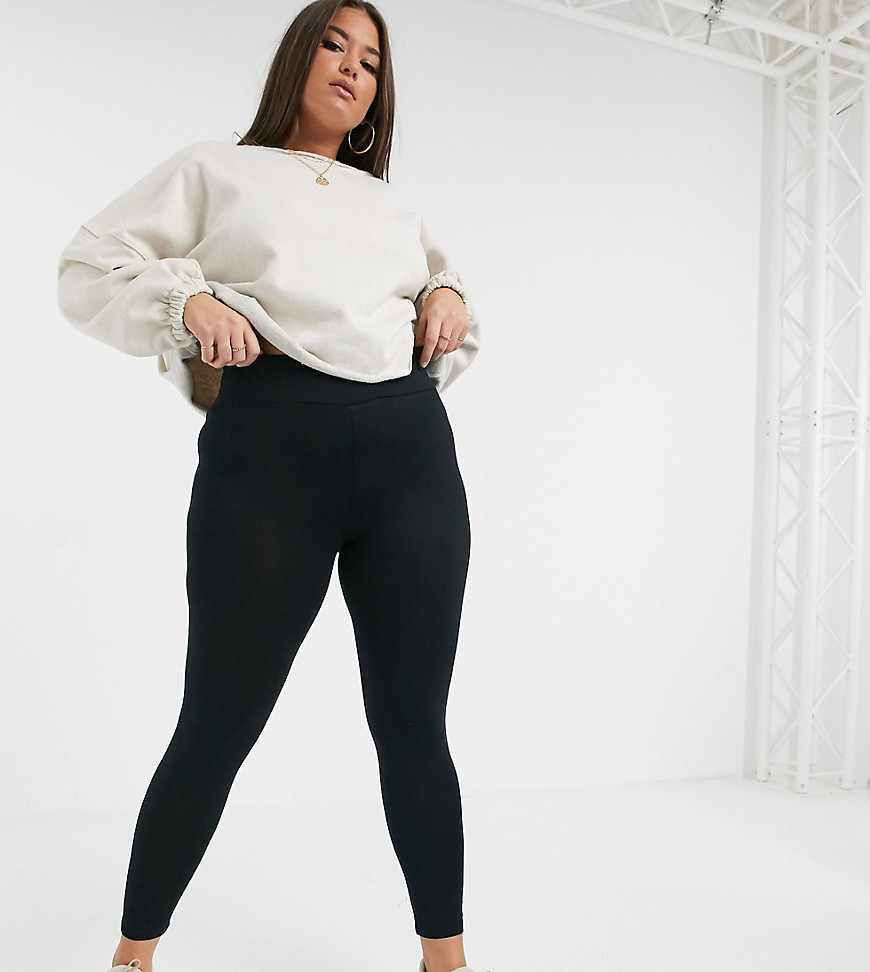 ASOS DESIGN Curve leggings with wide waistband in black