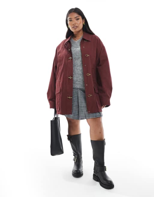 ASOS DESIGN Curve – Leichter Parka in Burgunderrot, 2 von 4