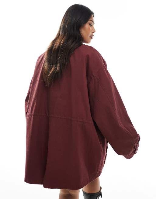 ASOS DESIGN Curve – Leichter Parka in Burgunderrot, 3 von 4