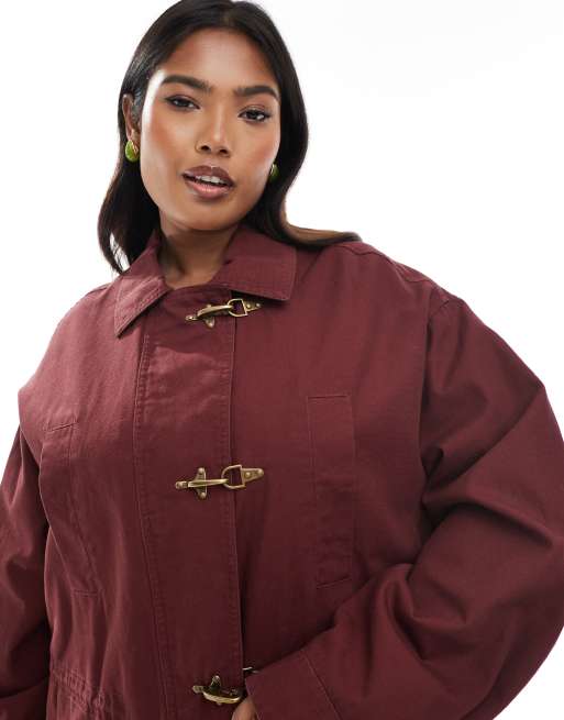 ASOS DESIGN Curve – Leichter Parka in Burgunderrot, 4 von 4