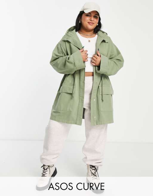 ASOS DESIGN Curve Leichter Parka in Salbeigrun