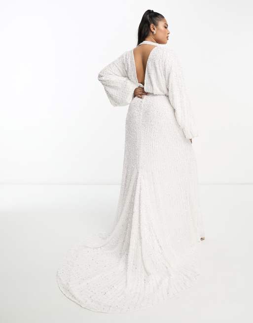 Asos edition sequin top kimono sleeve wedding dress