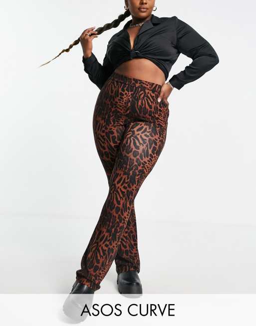 ASOS DESIGN Curve – Leopardmönstrade vida byxor