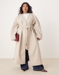 [ASOS Curve] ASOS DESIGN Curve lightweight longline formal coat in oatmeal-No colour 2XL Oat meal
